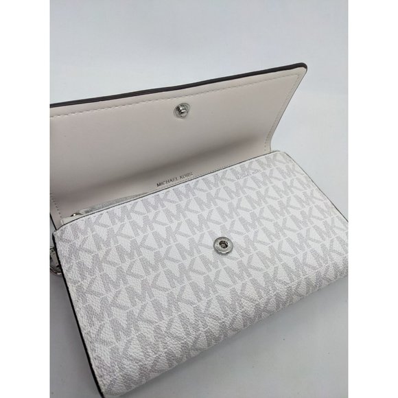 MICHAEL KORS Jet Set Signature logo faux-leather phone wallet wristlet- WHITE - Picture 4 of 9